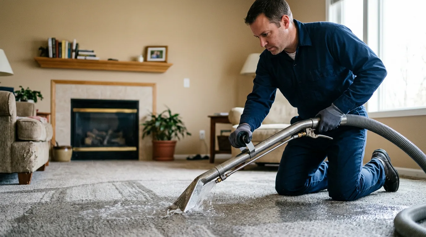 Water damage restoration technician working near Virginia, IL